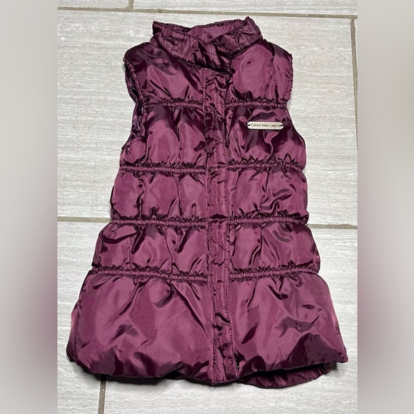 Calvin Klein Girl’s Size 5 Casual Quilted Puffer Vest Girls Jacket Purple - Picture 1 of 4